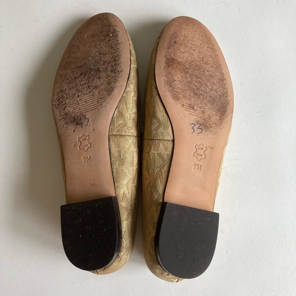 Michael Kors Cream Gold Canvas Signature Logo Flats size 7 - Picture 11 of 14